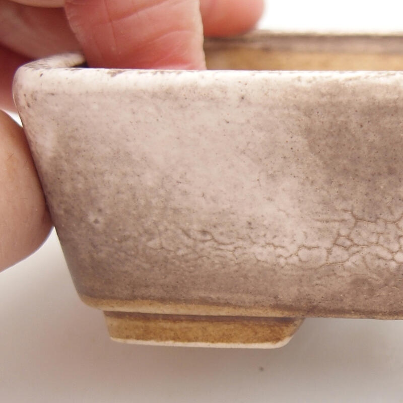 Keramik-Bonsaischale 9,5 x 8 x 3,5 cm, Farbe beige-braun