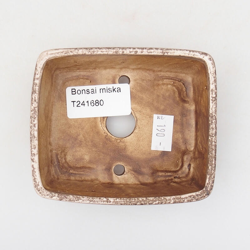 Keramik-Bonsaischale 9,5 x 8 x 3,5 cm, Farbe beige-braun
