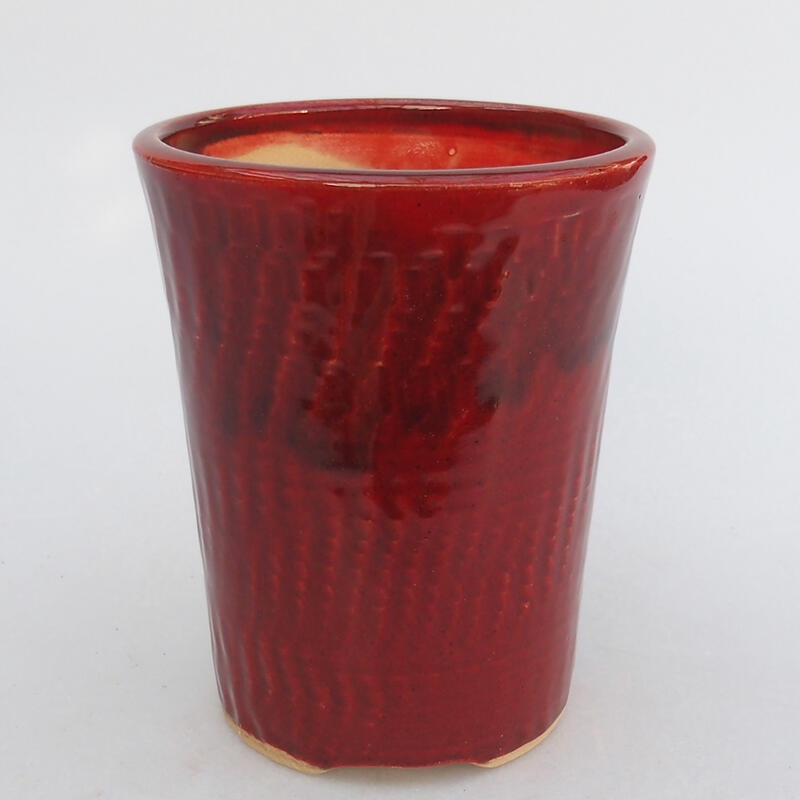 Keramik-Bonsaischale 9,5 x 9,5 x 11,5 cm, Farbe Rot