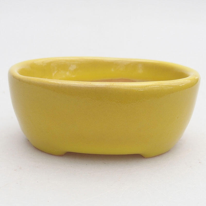 Keramik-Bonsaischale 9 x 7,5 x 3,5 cm, Farbe gelb