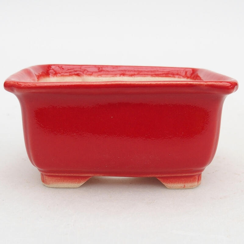 Keramik Bonsai Schale 9 x 7 x 4,5 cm, rot