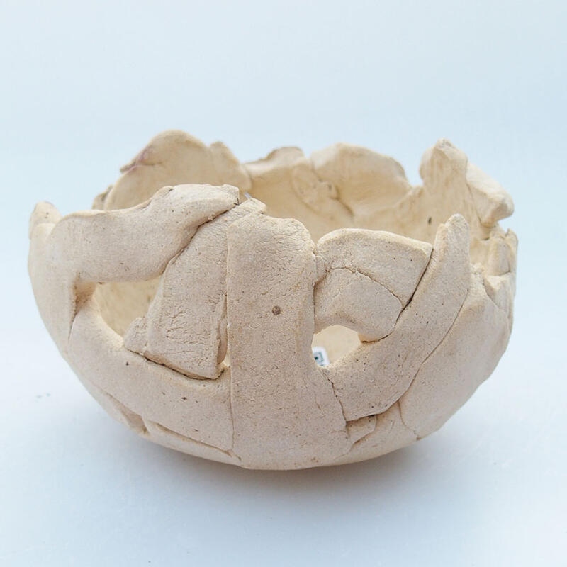 Keramikschale 11 x 9 x 6,5 cm, beige Farbe