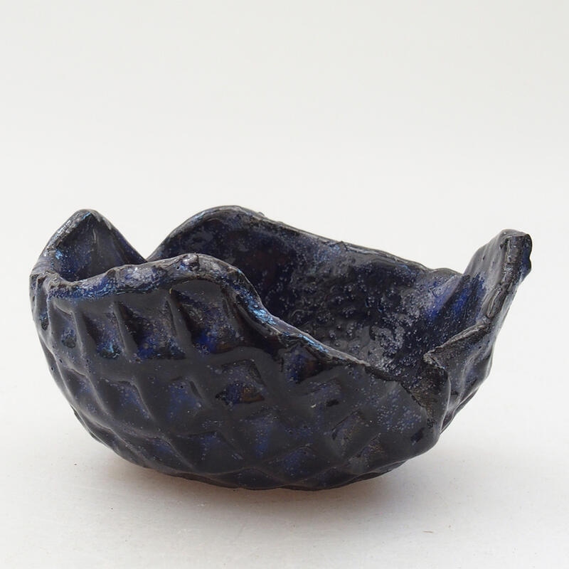 Keramikschale 7,5 x 7 x 4 cm, Farbe blau-schwarz
