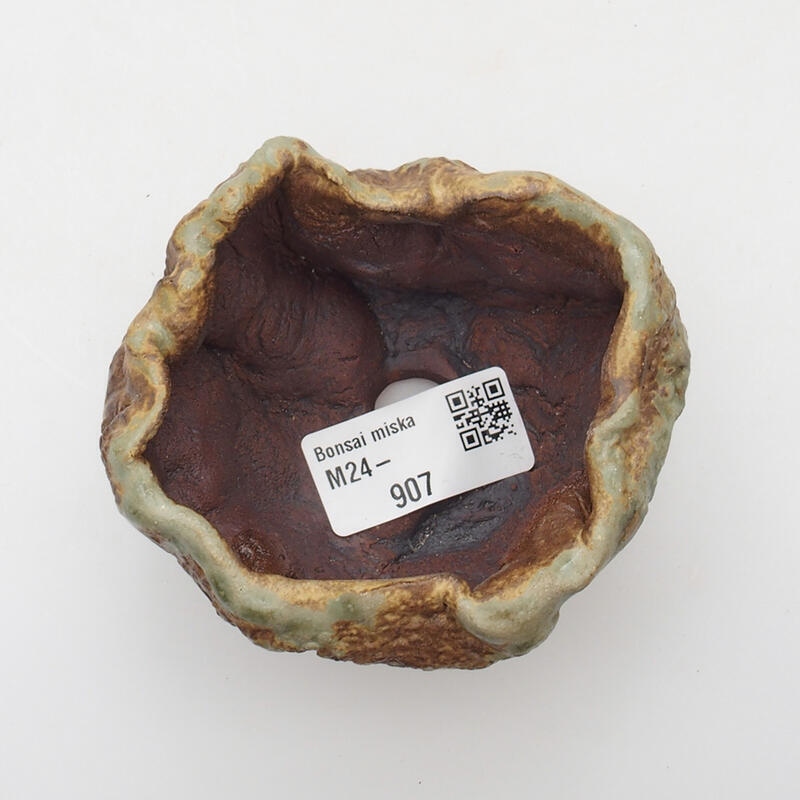 Keramikschale 7 x 6 x 6 cm, grünbraune Farbe