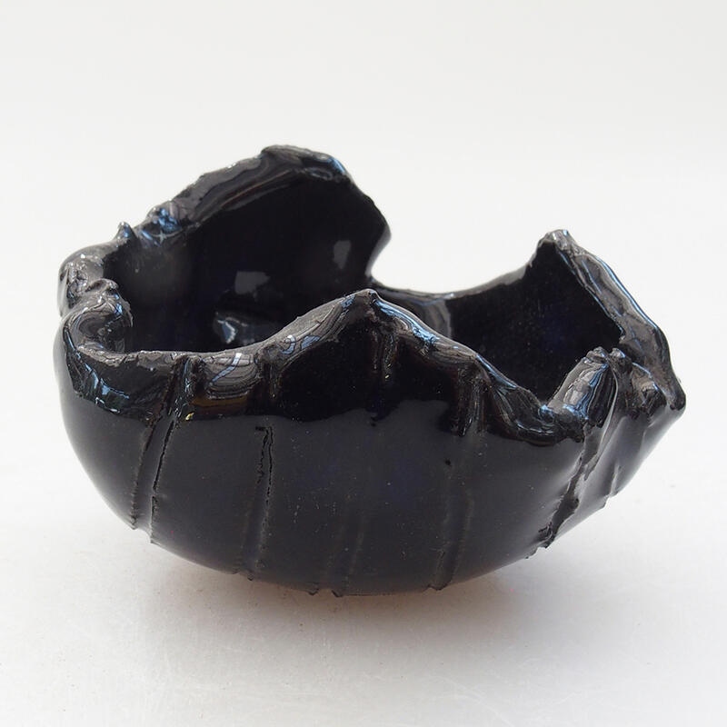 Keramikschale 7 x 7 x 5 cm, Farbe blau-schwarz