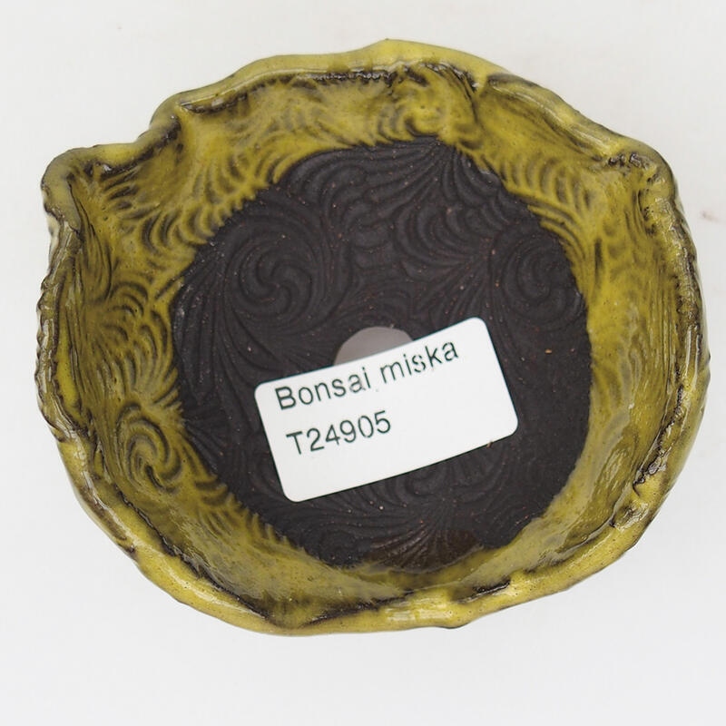 Keramikschale 8 x 8 x 5,5 cm, grün-gelbe Farbe