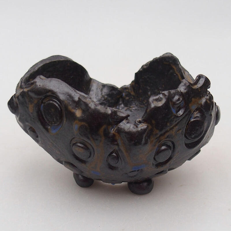 Keramikschale 9,5 x 9 x 6 cm, Farbe braun-blau