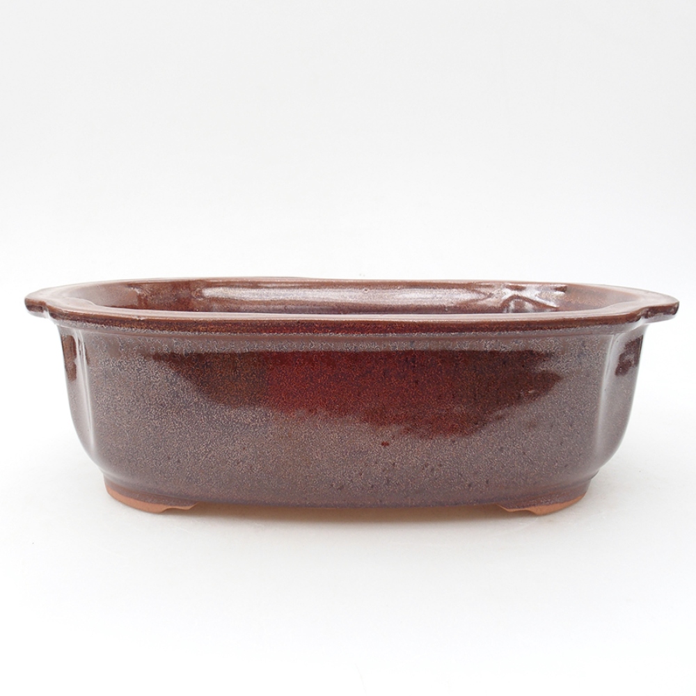 Keramik-Bonsaischale 24,5 x 21 x 7,5 cm, Farbe Braun