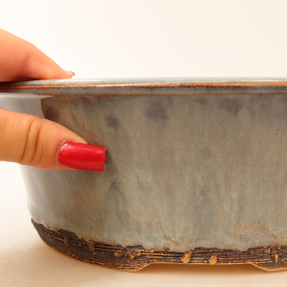 Keramik-Bonsai-Schale, 27,5 × 27,5 × 8,5 cm, Farbe: Grau