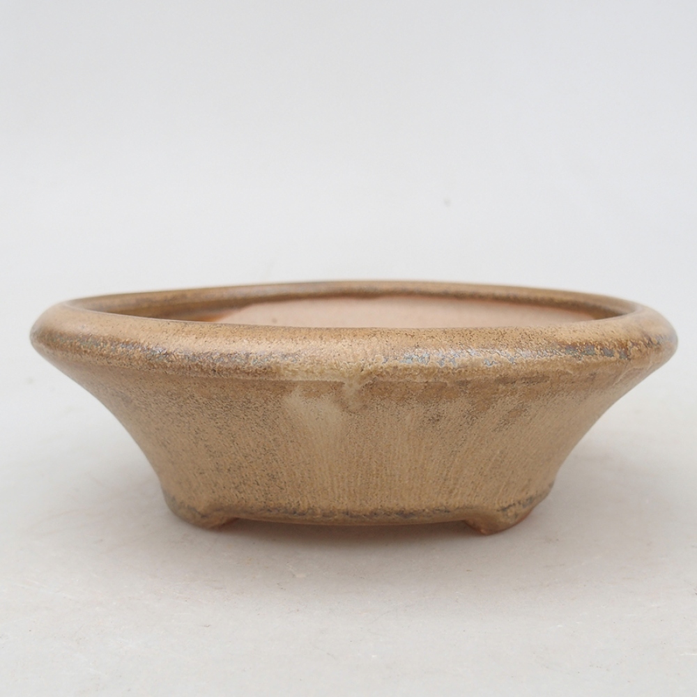 Keramik-Bonsaischale 13,5 x 13,5 x 4,5 cm, Beige Farbe