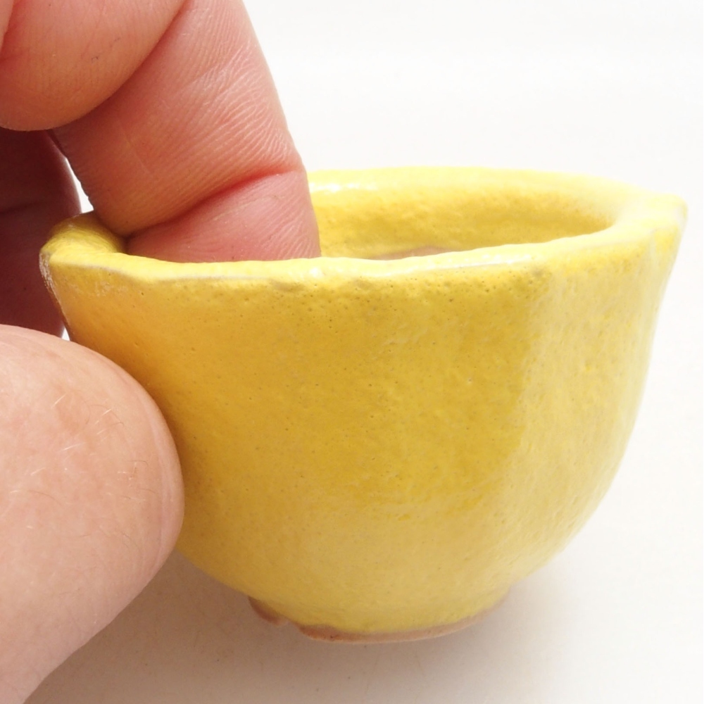 Keramik Bonsai Schale 5 x 5 x 3 cm, gelb