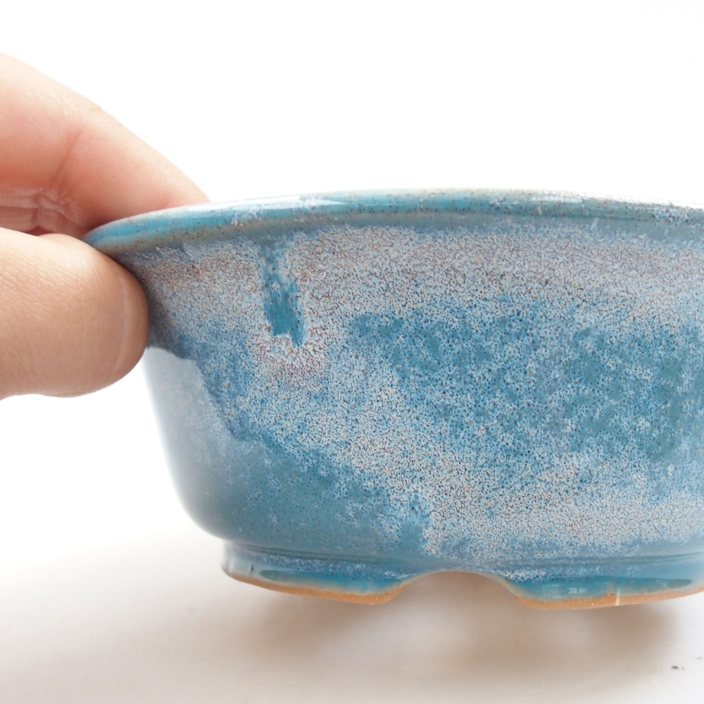 Keramik-Bonsaischale 12,5 x 12,5 x 5 cm, Farbe blau
