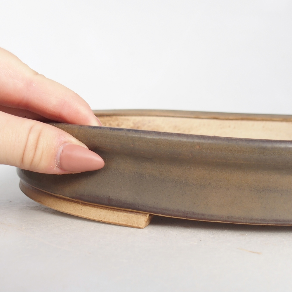 Bonsaischale aus Keramik 30,5 x 26,5 x 4 cm, braun