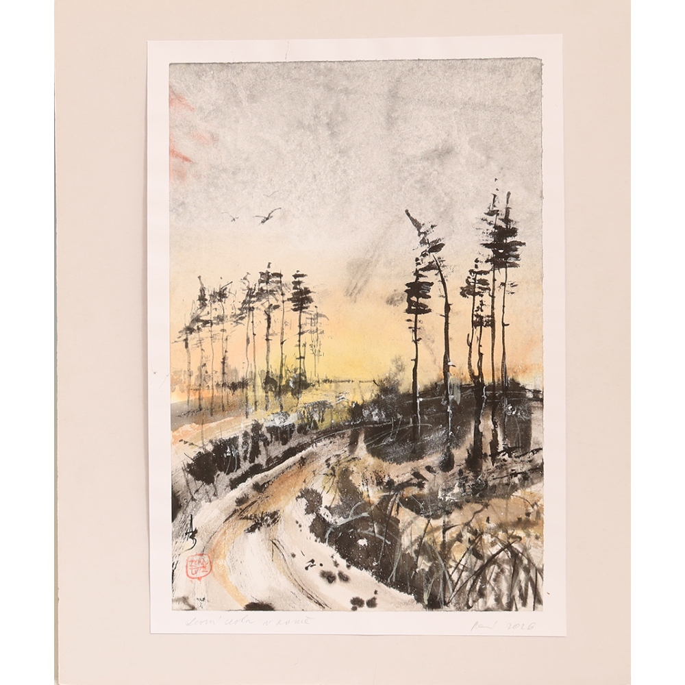 Kalligraphie – Waldweg im Winter