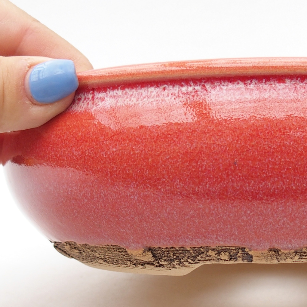 Keramik-Bonsaischale 19 x 19 x 6 cm, Farbe Rot