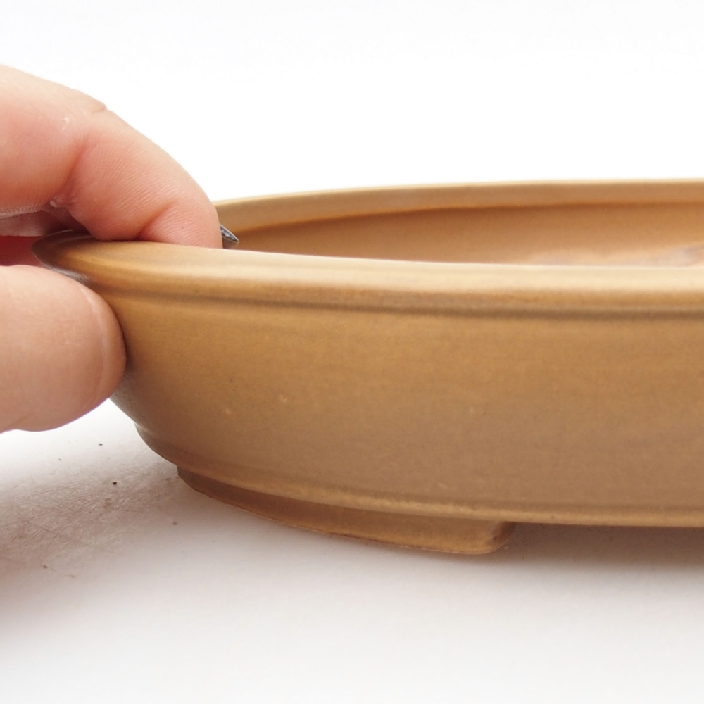 Keramik-Bonsaischale 25 x 20 x 4 cm, Farbe beige