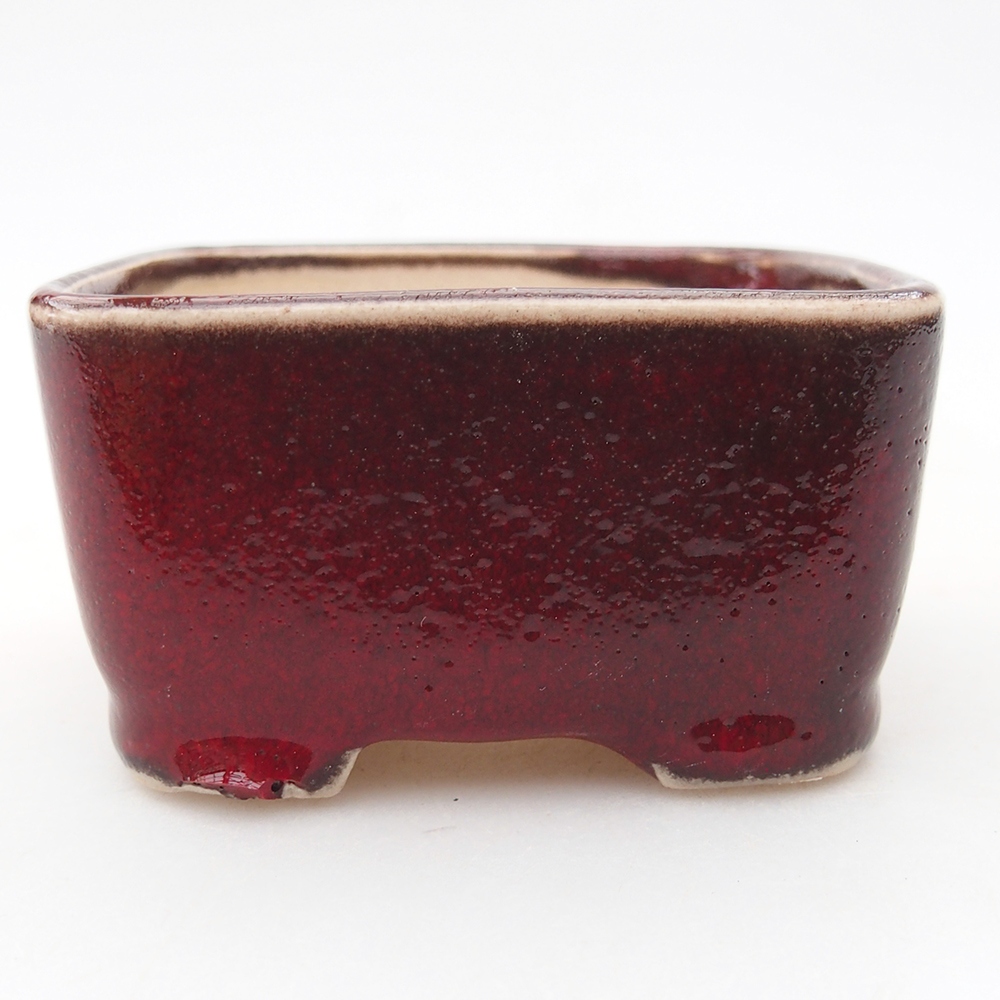Mini-Bonsaischale 7 x 7 x 4 cm, Farbe rot
