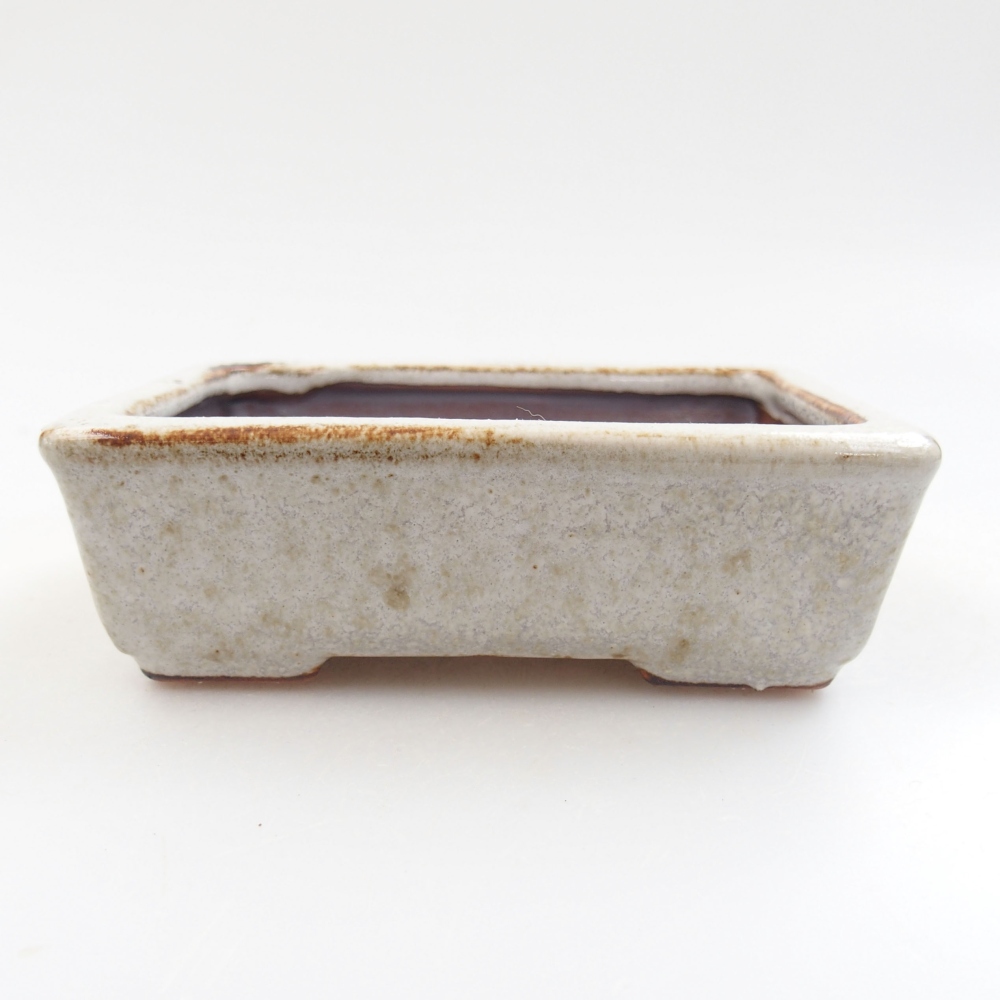 Keramik-Bonsaischale 10,5 x 8,5 x 3,5 cm, Farbe Weiß