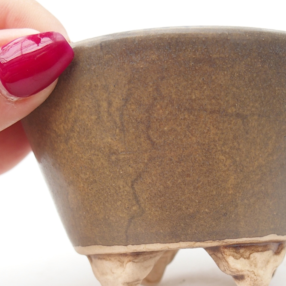 Bonsaischale aus Keramik 8 x 8 x 5,5 cm, Farbe braun