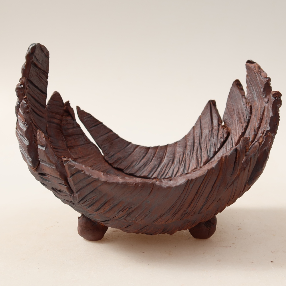 Keramikschale  14,5 x 11 x 11 cm, Farbe: braun