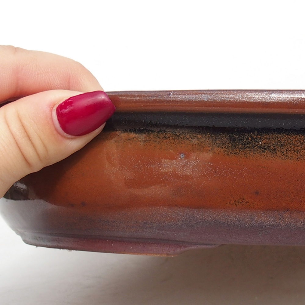 Keramik-Bonsaischale 29,5 x 22,5 x 5 cm, braun Farbe