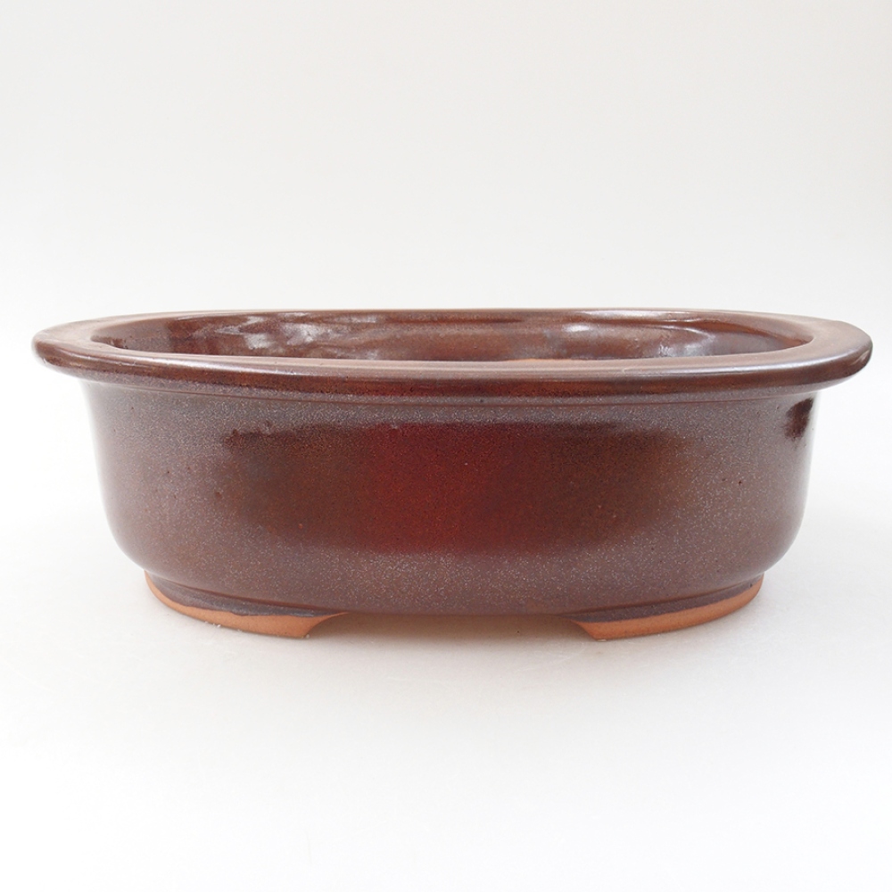 Keramik-Bonsaischale 25,5 x 22 x 8 cm, Farbe braun