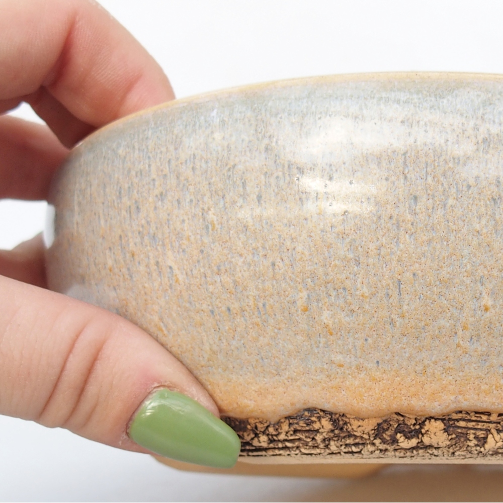 Bonsaischale aus Keramik 15 x 15 x 5 cm, grün-braun