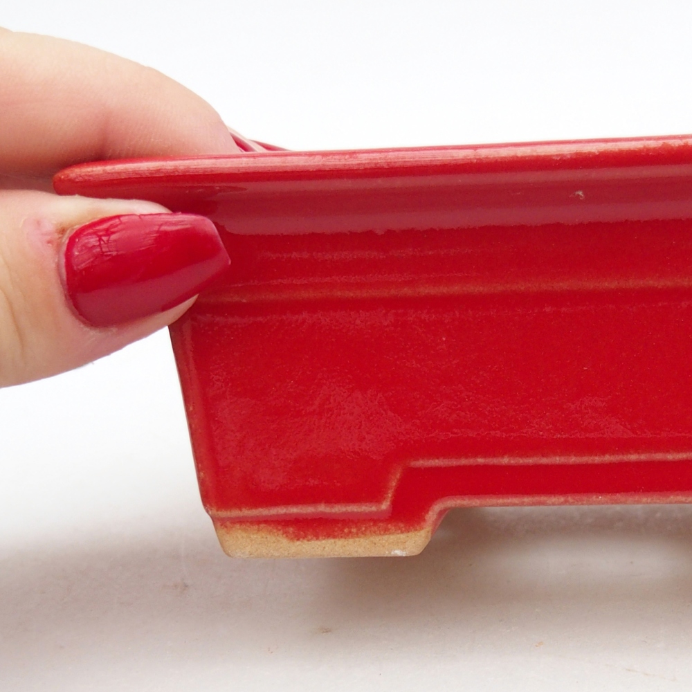 Bonsaischale aus Keramik 11 x 8,5 x 4 cm, Farbe rot