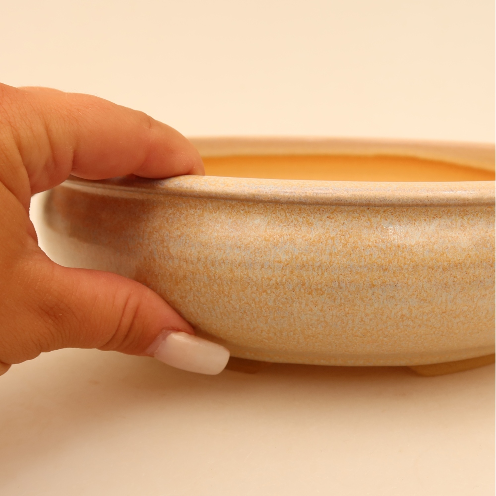 Keramik-Bonsai-Schale 23 x 23 x 6,5 cm, Farbe: Beige