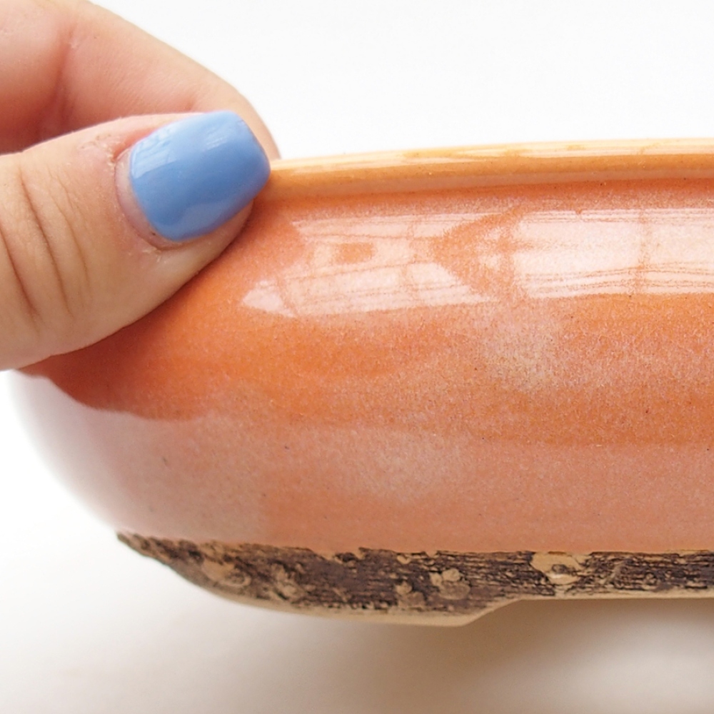 Keramik-Bonsaischale 17,5 x 17,5 x 5 cm, Farbe orange
