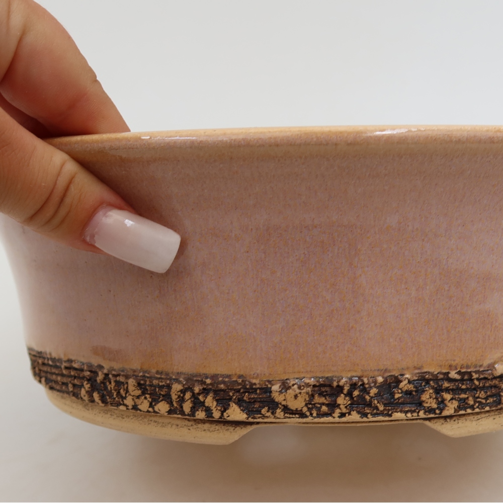 Keramik-Bonsai-Schale, 26,5 × 26,5 × 8 cm, Farbe: Rosa