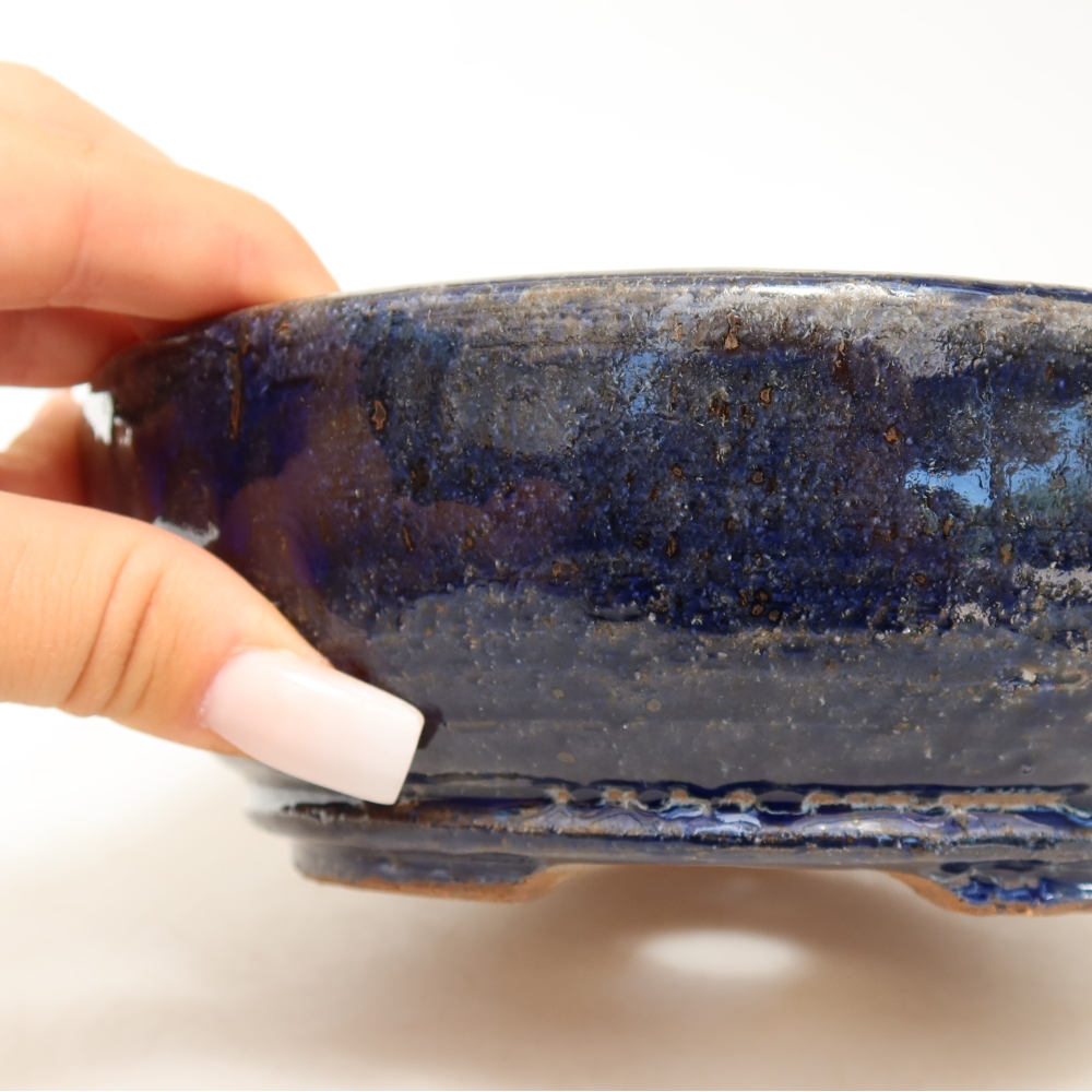 Bonsaischale aus Keramik 17 x 17 x 6 cm, Farbe blau