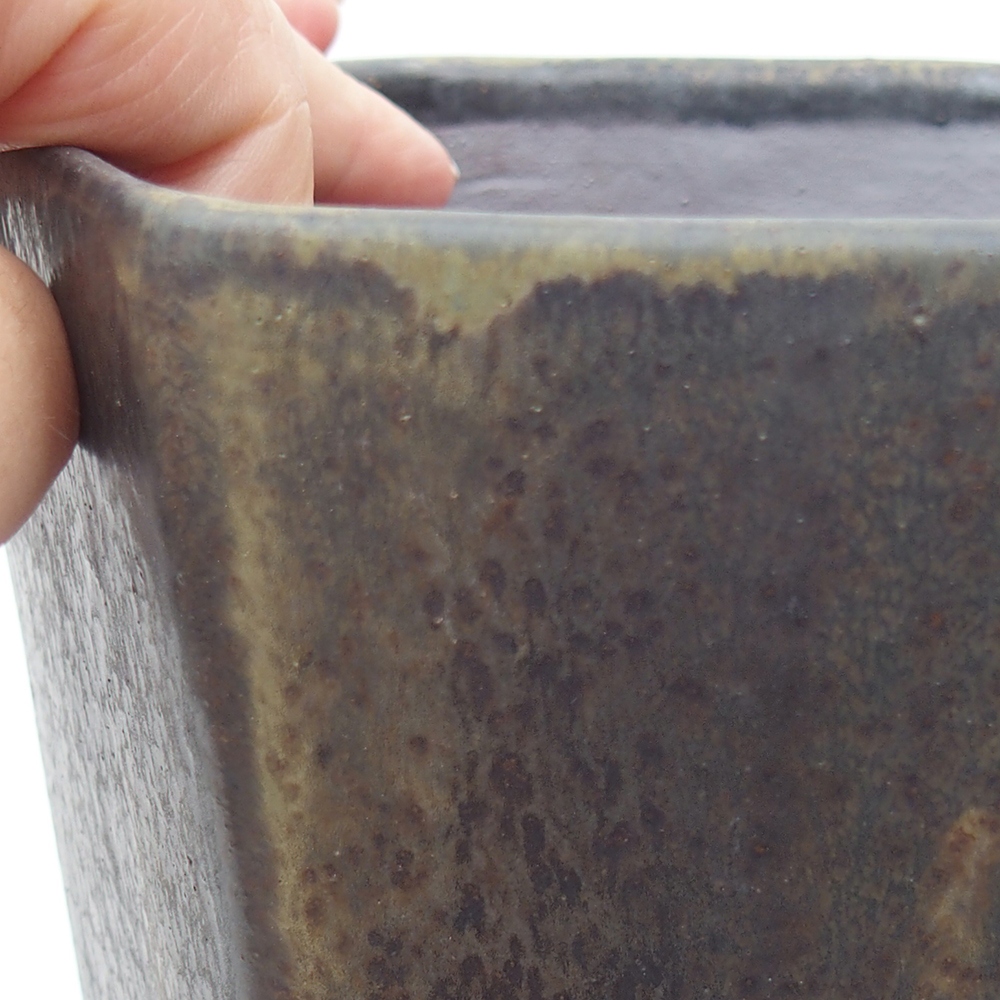 Bonsaischale aus Keramik 13 x 11,5 x 17 cm, grün-grau