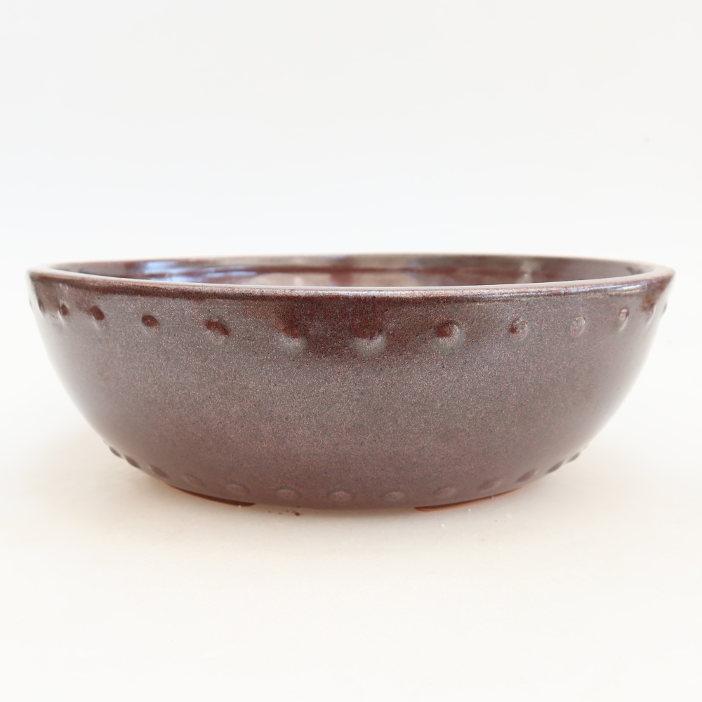 Keramik-Bonsai-Schale 24,5 x 24,5 x 7,5 cm, Farbe: weinrot