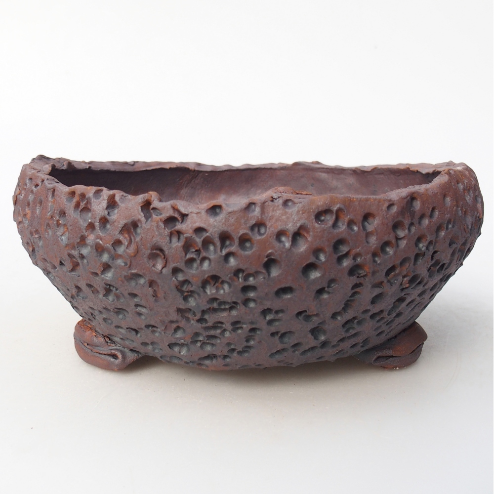 Bonsaischale aus Keramik 16,5 x 17,5 x 7 cm, metallfarben