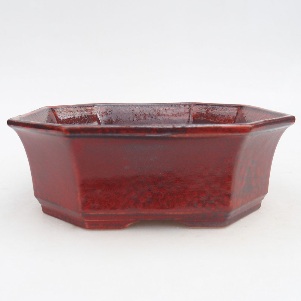 Bonsaischale aus Keramik 17,5 x 17,5 x 6 cm, Farbe rot