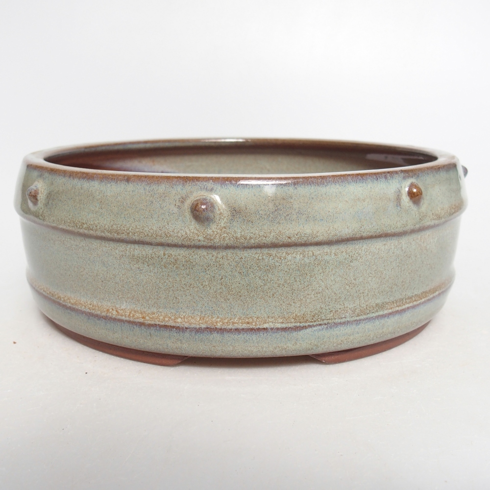 Bonsaischale aus Keramik 17,5 x 17,5 x 6,5 cm, grün