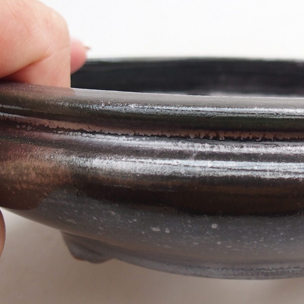 Bonsaischale aus Keramik 15 x 15 x 4,5 cm, metallfarben