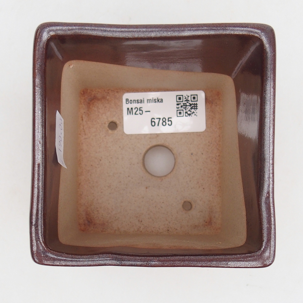 Bonsaischale aus Keramik 9 x 9 x 8,5 cm, Farbe burgunderrot