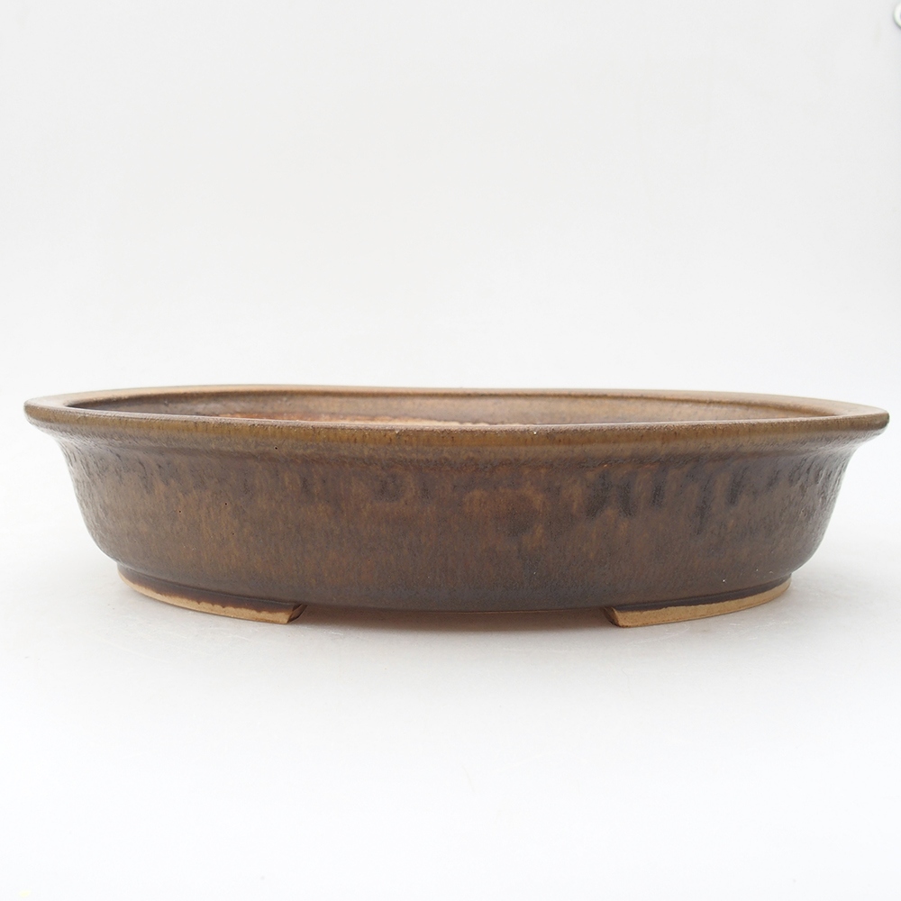 Keramik-Bonsaischale 25,5 x 28,5 x 5,5  cm, Farbe braun