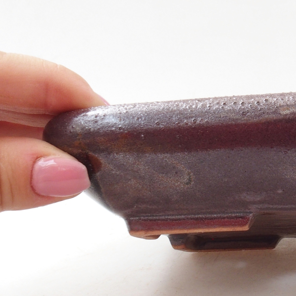Keramik-Bonsaischale 17 x 13,5 x 3,5 cm, metallische Farbe
