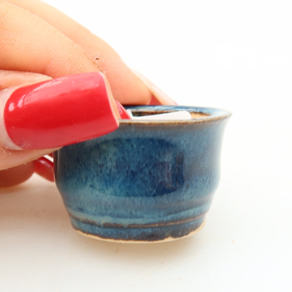 Keramik-Bonsai-Schale, 3,5 x 3,5 x 2,5 cm, Farbe: Blau