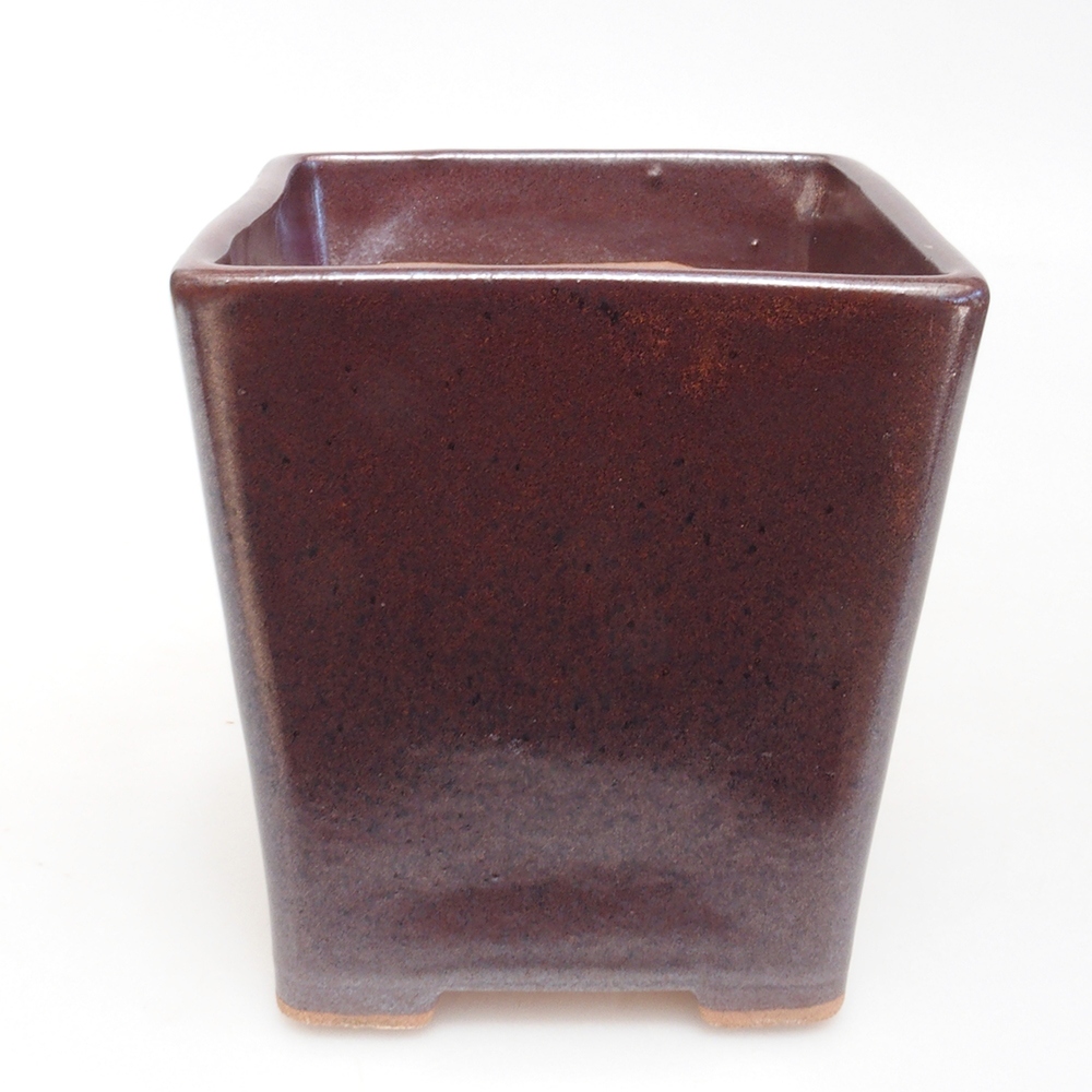 Keramik-Bonsaischale 10,5 x 10,5 x 11,5 cm, Farbe braun