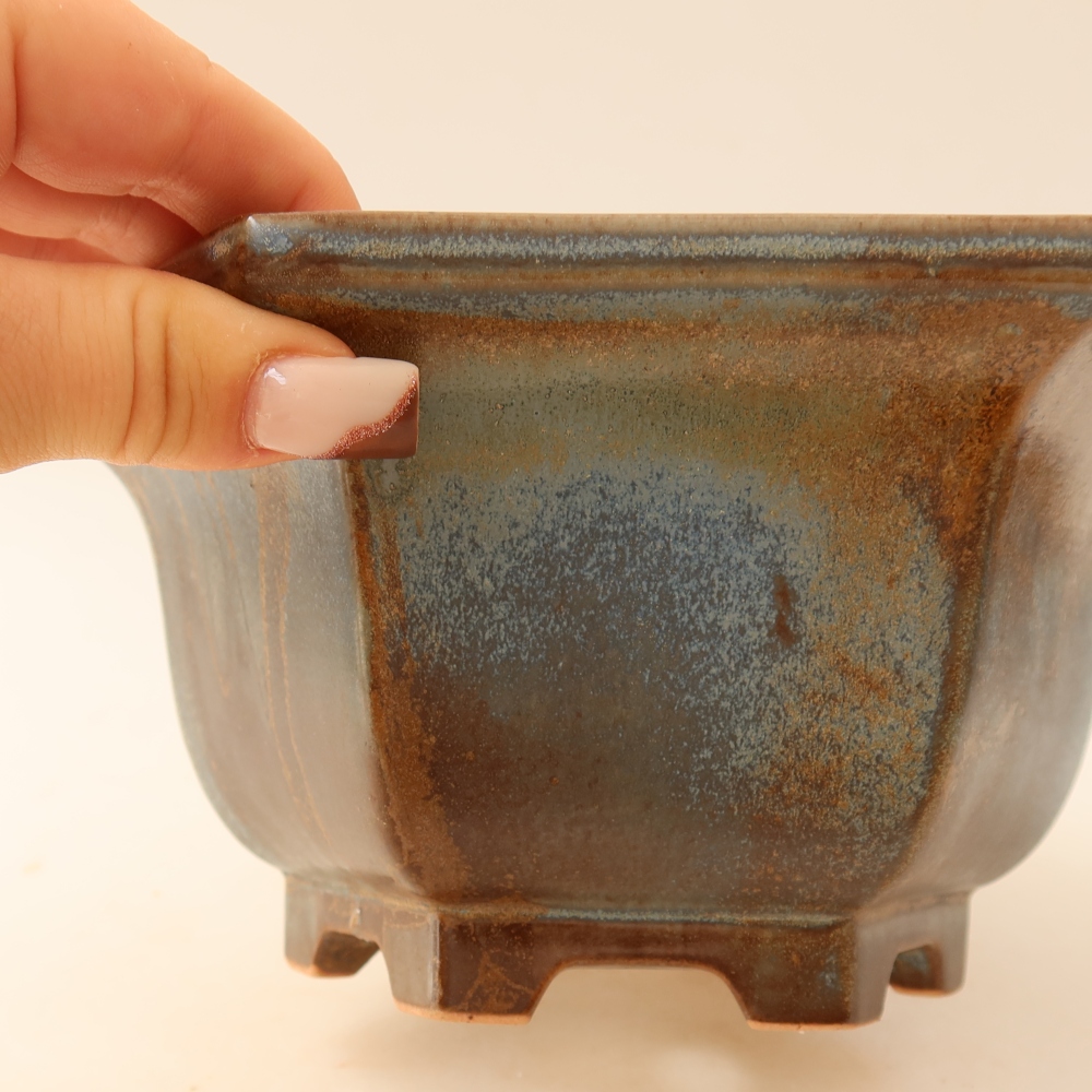 Bonsaischale aus Keramik 18,5 x 16,5 x 9 cm, braun