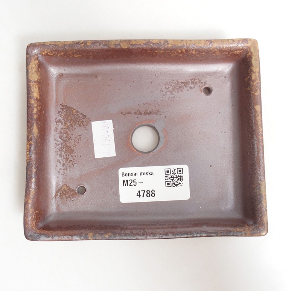Keramik-Bonsaischale 13 x 11 x 2,5 cm, Farbe braun