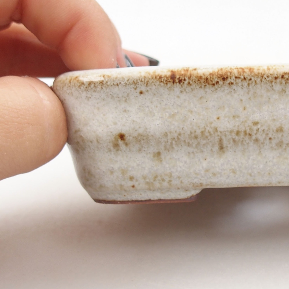 Keramik-Bonsaischale 11 x 8,5 x 3 cm, Farbe Weiß