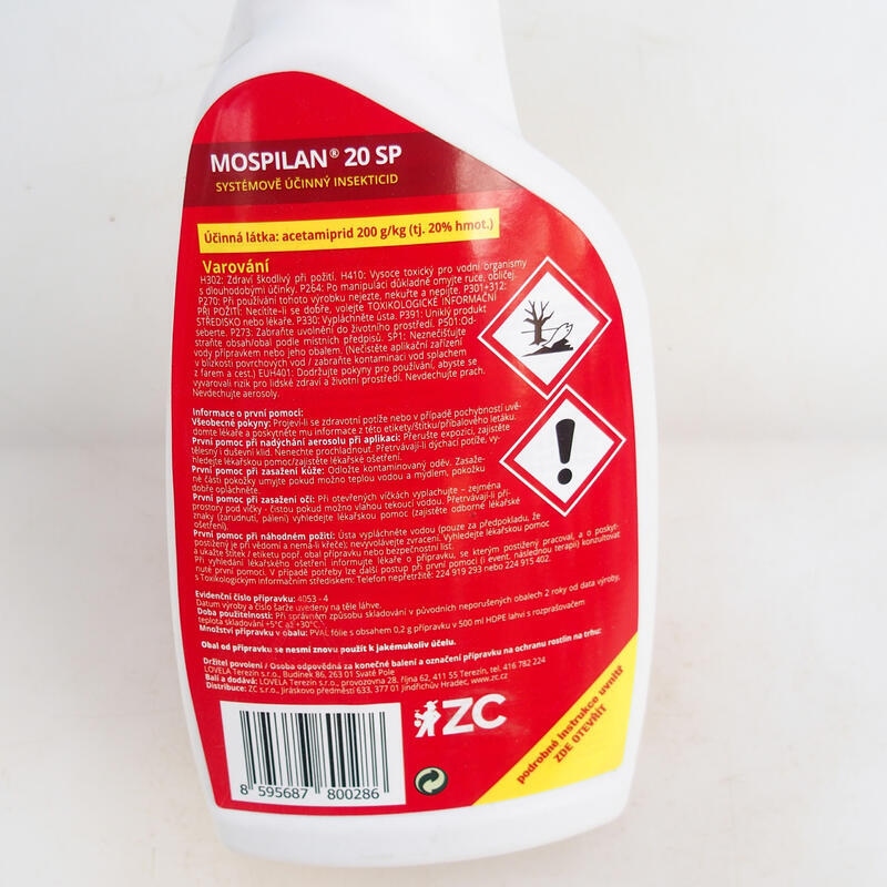 Mospilan 20SP Insektizid in einem 0,5-Liter-Sprühgerät