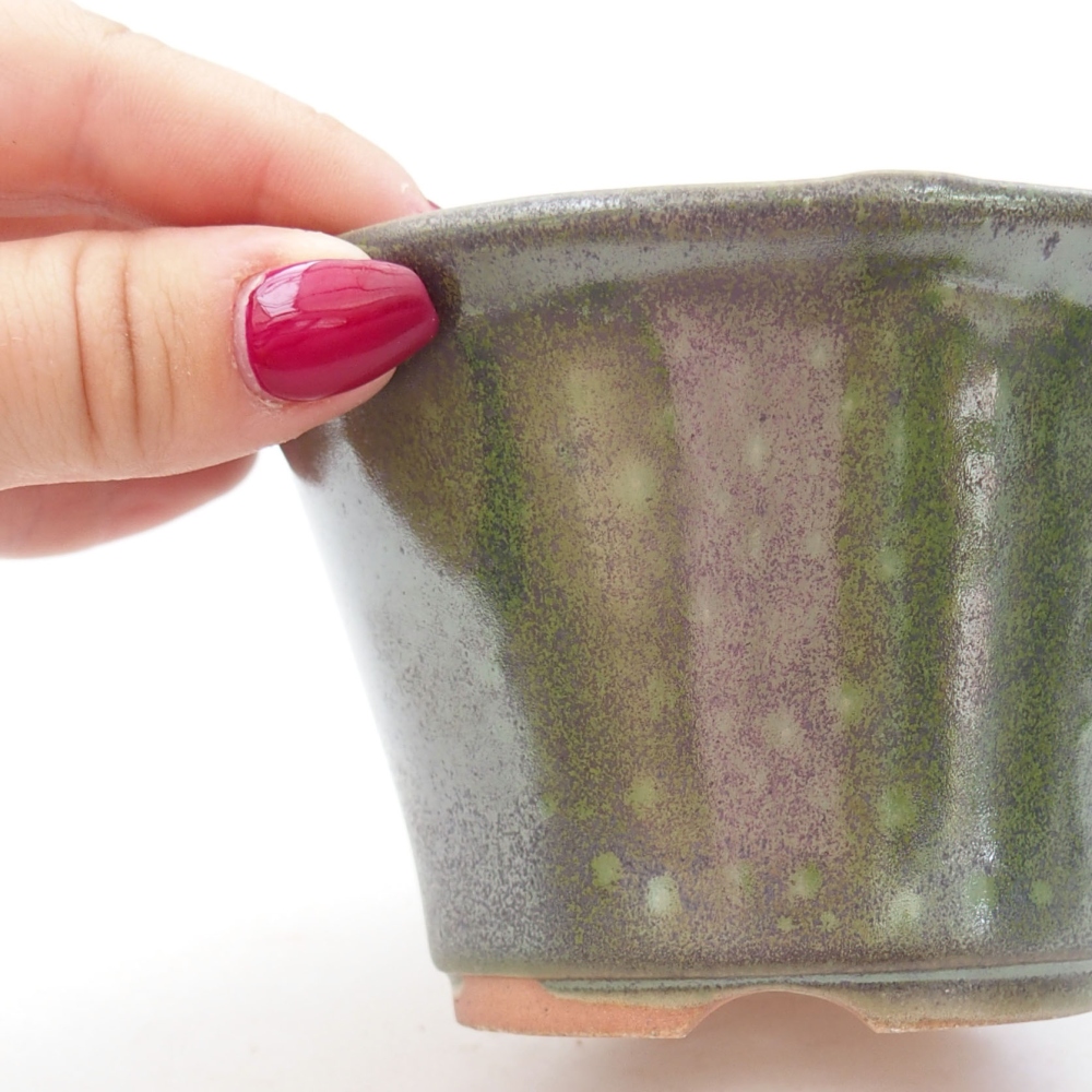 Keramik-Bonsaischale 11 x 11 x 7 cm, Farbe Grün