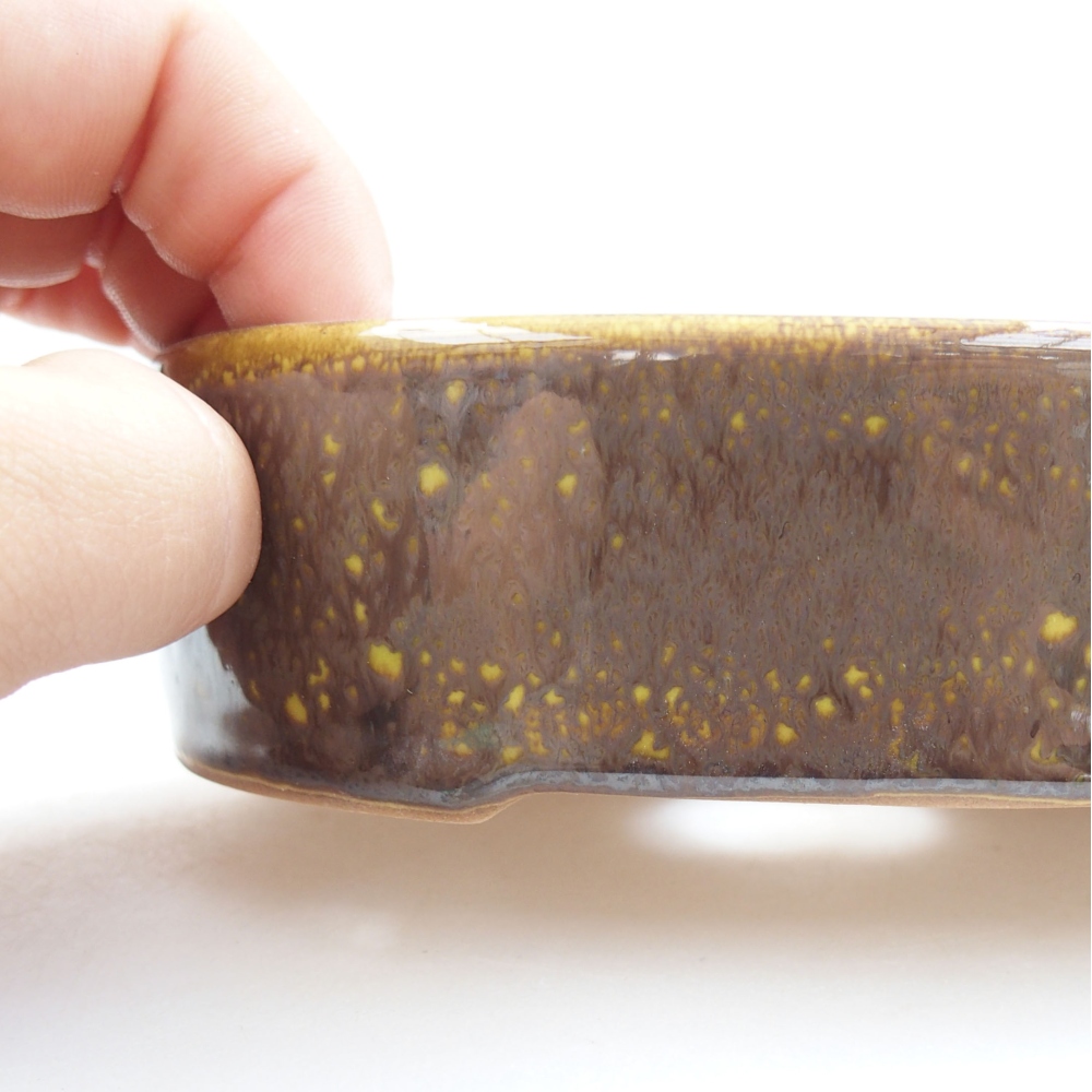 Keramik-Bonsaischale 13 x 10 x 4 cm, Farbe gelb