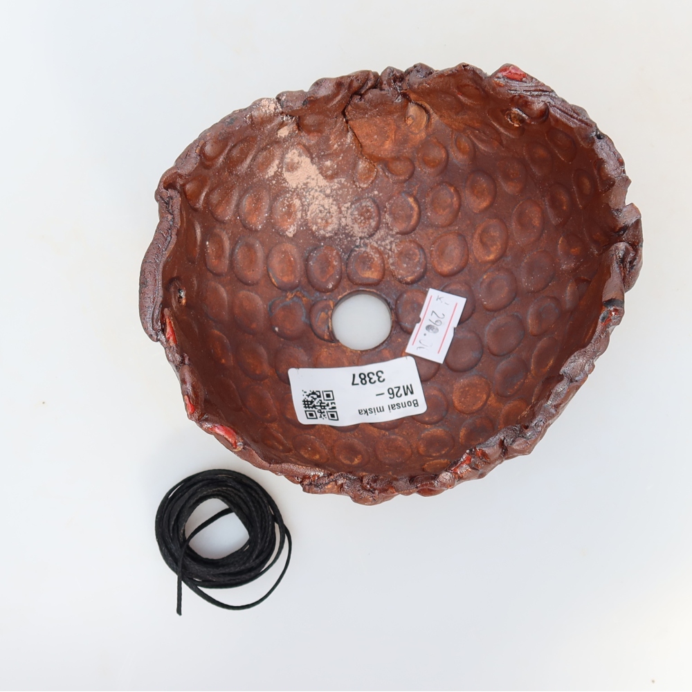 Keramikschale für Kokedama, 13 x 12 x 7,5 cm, Farbe: Braun